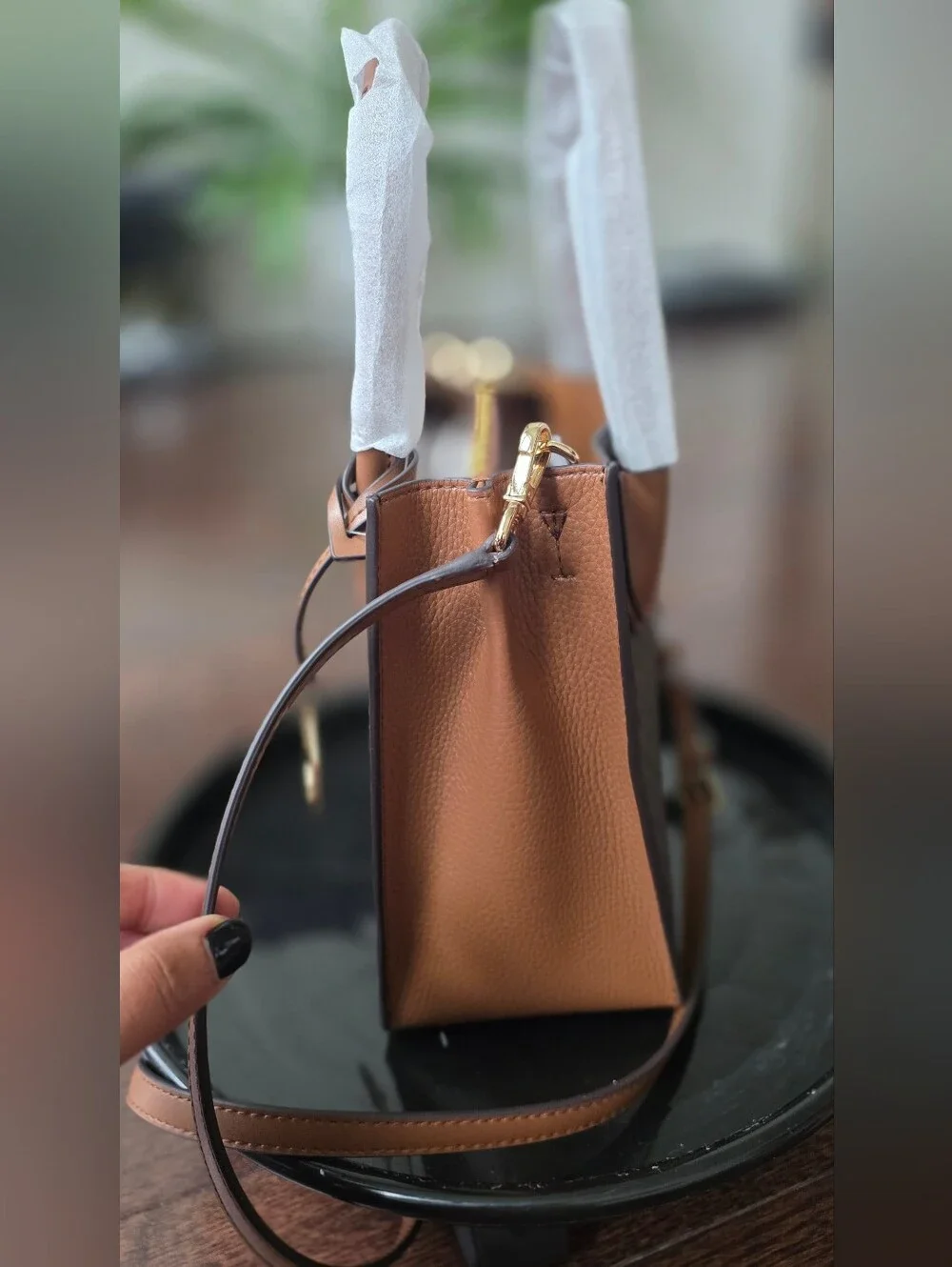 NWT Michael Kors Camille Small Logo Leather Satchel Brown Acorn